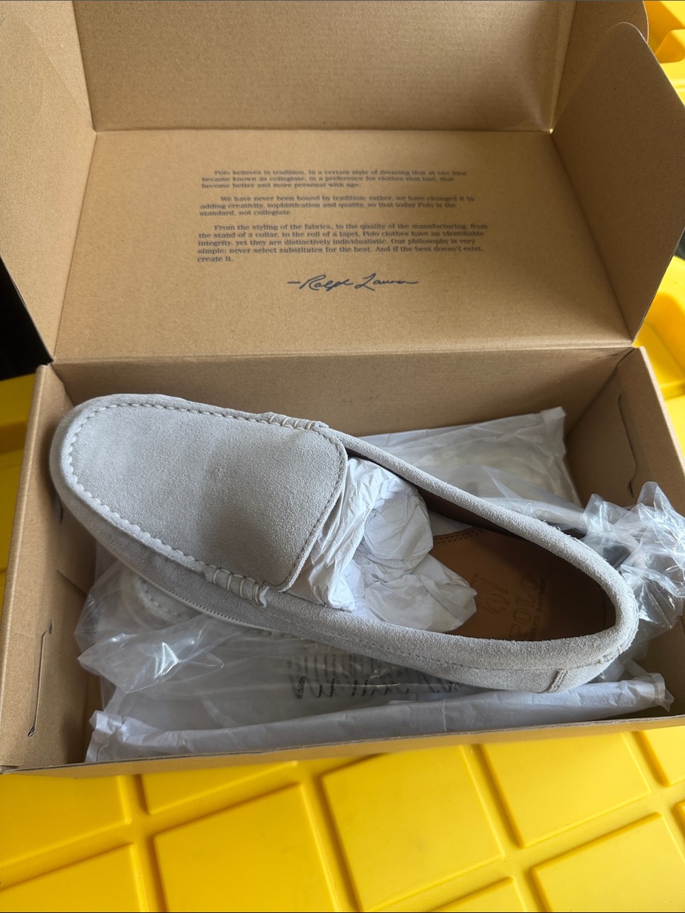 Ralph Lauren Men’s Light Gray Suede Moccasins